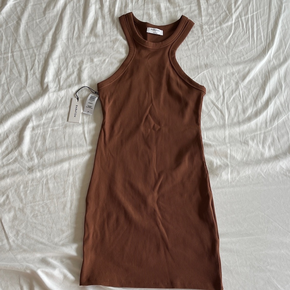 Babaton Sleeveless Ribbed Midi Dress in Epicurian Brown